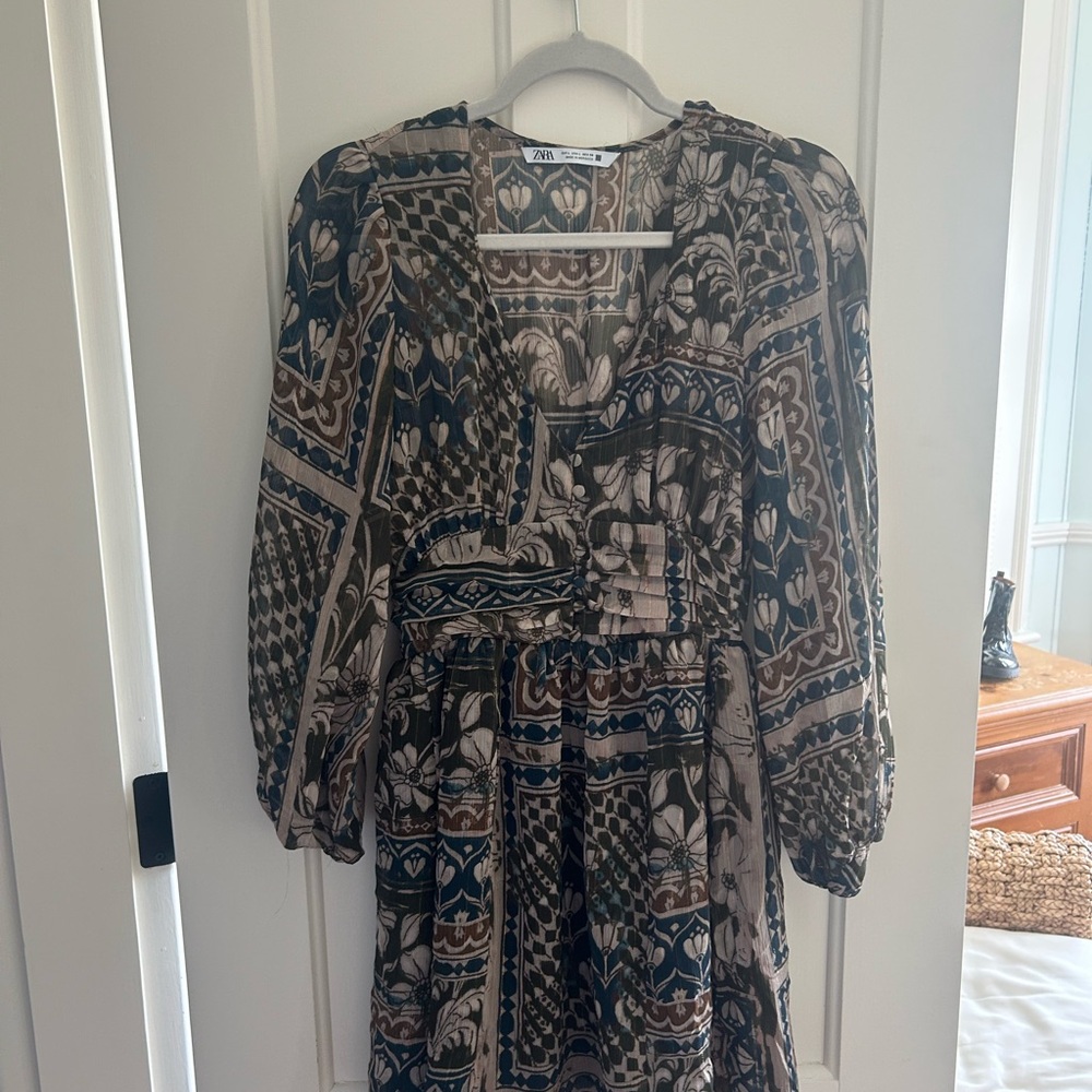 Zara Women's Long Sleeve Dress - Black Pattern